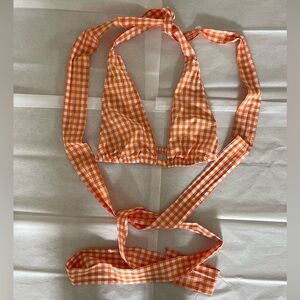 Orange Checkered Bikini Top